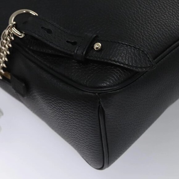 GUCCI Chain Interlocking Backpack Leather Gold Black 536192 Auth 115987AV - Picture 13 of 16